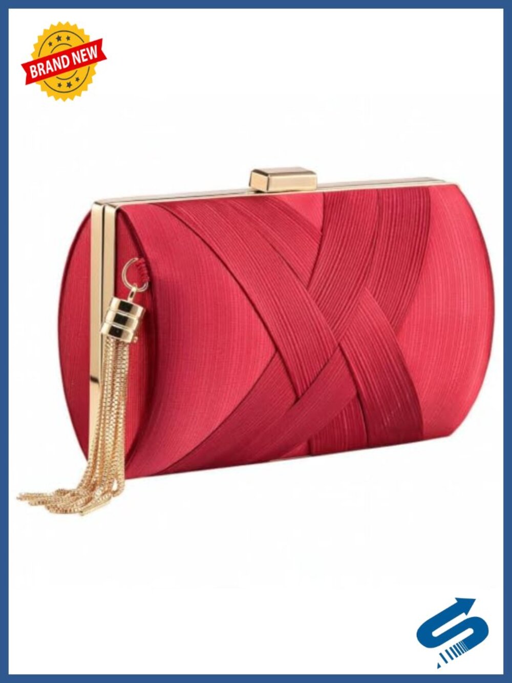 Silk Satin Evening Clutch with Tassel Detachable Chain Strap